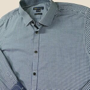 JILL by JILLSTUART Dress Shirt Mens XL Blue Gingham Check Long Sleeve Flip Cuff